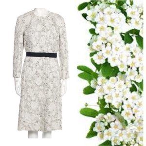 ♧$3.700 OSCAR DE LA RENTA GORGEOUS SILK MIX FLORAL IVORY BLACK COAT 6